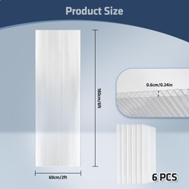 UMIG 6 PCS 6' x 2' x 0.24'' Polycarbonate Greenhouse Panels, Twin-Wall Waterproof UV Protected Corrugated Plastic Roof Panels Sheets, Clear Replacement Panels for Greenhouse, Outdoor, Plant