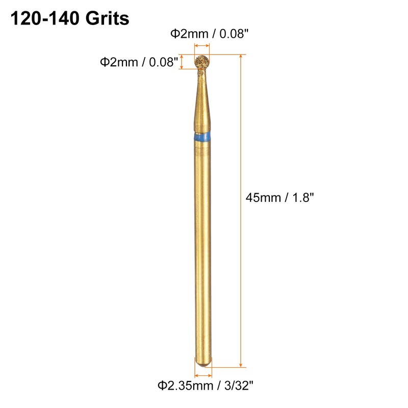 sourcing map 8pcs 120-140 Grits Diamond Grinding Bit 2mm Ball