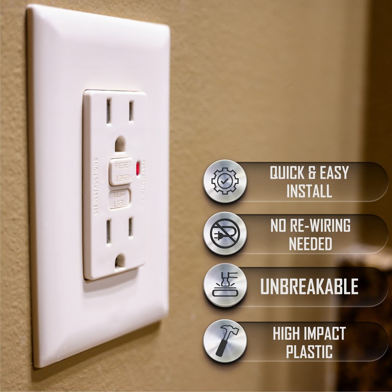 TayMac A52W Allure Nonmetallic Wallplate with GFCI Insert, White
