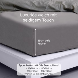 Bambaw - Fitted Sheet 90 x 200 cm - Fitted Sheet Grey - Bamboo Fitted Sheet - Hypoallergenic - Soft and Breathable Fitted Sheets 90 x 200 cm - Fitted Sheet Winter - Fitted Sheet Allergy Sufferers
