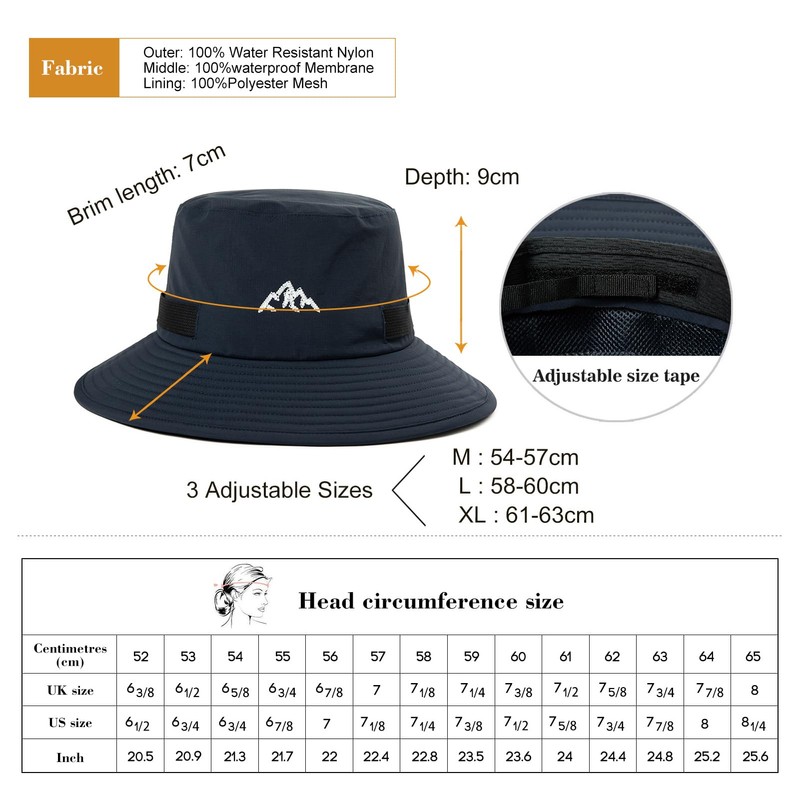 Comhats Waterproof Bucket Hat, Outdoor Hat for Hiking, Golf, Safari,