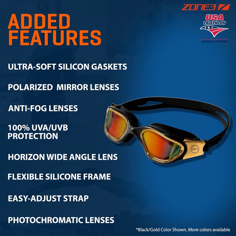 ZONE3 Vapour Swim Goggles - Anti-Fog Treated Lenses & 100%