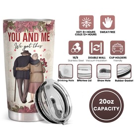 Pawzity Gifts for Wife from Husband - Wedding Anniversary, Birthday, Valentines Gift Ideas for Her - Romantic Love Presents - Coffee Drinking Cup with Lid - 20 Oz Stainless Steel Tumbler