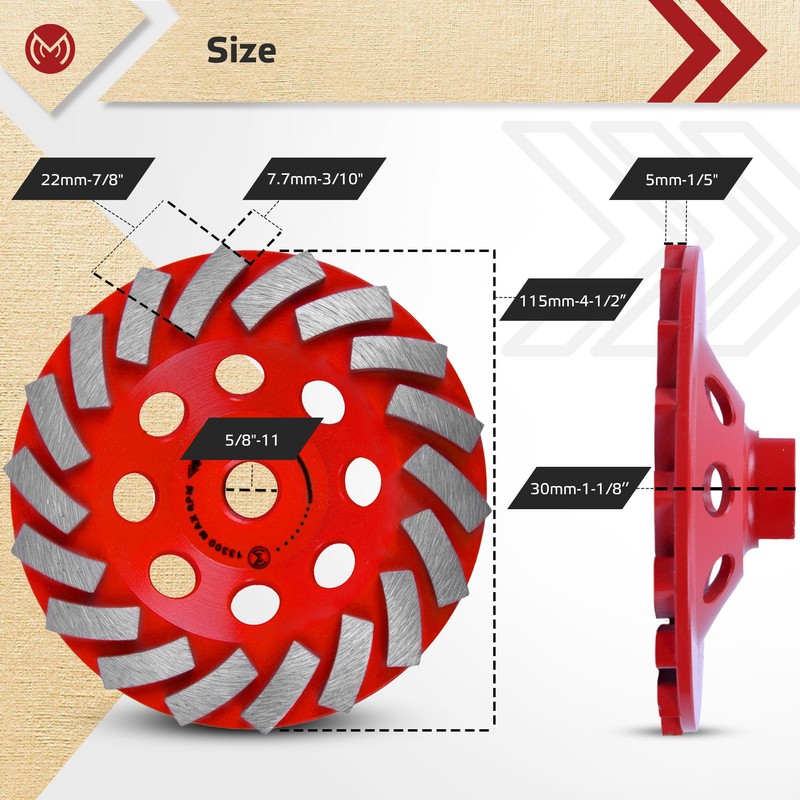 MonoPro Diamond Grinding Wheel 4 1/2 inch for Angle Grinder,