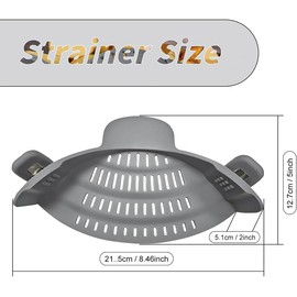 Silicone clip-on strainer for all pots and pans, clip-on food strainer for meat, vegetables, fruits and pasta strainer, heat resistant, kitchen gadget, colander