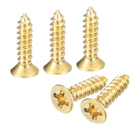 uxcell 40Pcs Brass Wood Screws, M3 x 12mm Phillips Flat Head Self Tapping Screw Woodworking Screw for Door Hinges, Wooden Furniture, Home Appliances