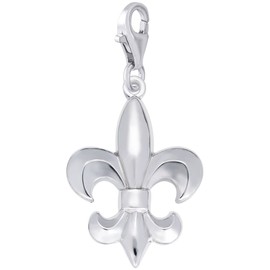 Sterling Silver Fleur De Lis Charm with Lobster Claw Clasp, Charms for Bracelets and Necklaces