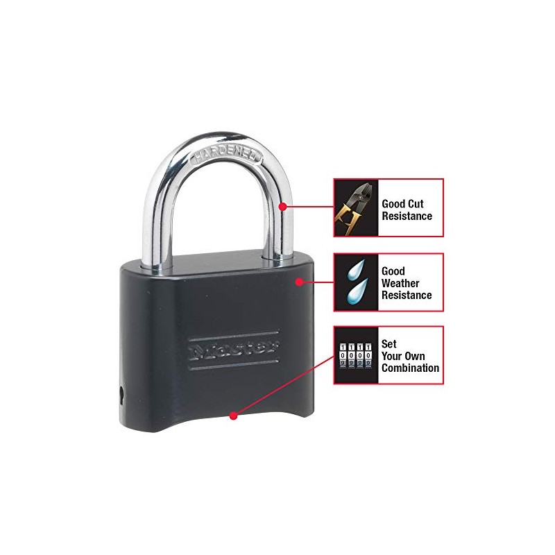 Master Lock 178D - Candado de combinación, 1 paquete, Negro