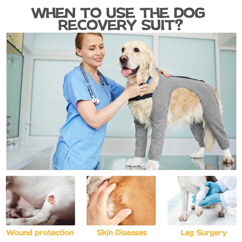 BRKURLEG Dog Recovery Suit with Legs, Leg Wound Protector Soft