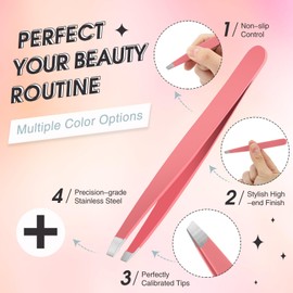 Mudder 12 Pcs Eyebrow Tweezers Set for Facial Hair Stainless Steel Slanted Tip Tweezers in Bulk for Men and Women (Multicolor)