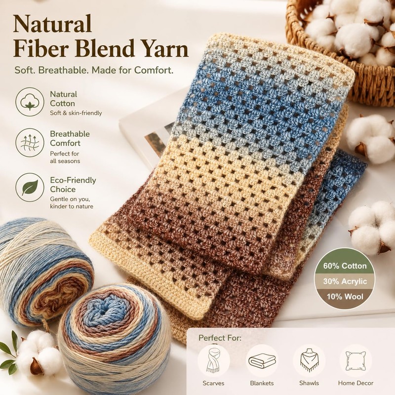 Katech Fairyland Yarn for Crocheting Knitting-4 Packs Gradient Cake Yarn