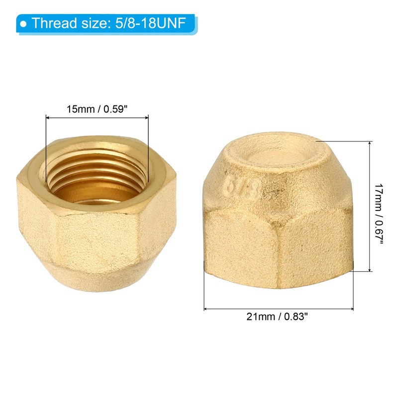 PATIKIL 5/8-18UN F Brass Compression Cap Fittings 2 External Stop