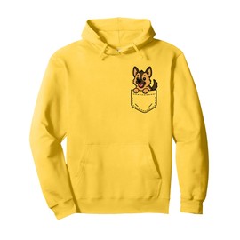Cute German Shepherd Puppy Pocket Pal Funny GSD Puppy Pullover Hoodie