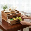 Acacia Wood Tea Bag Organizer with Gift Box, Double-Drawer Tea