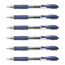 Pilot 6 x G2 05 Fine Point Gel Ballpoint Pens - Blue