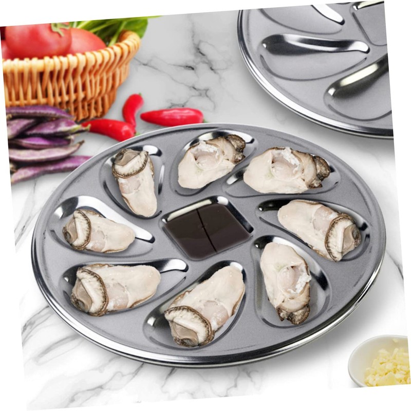Ciieeo 1 Set Stainless Steel Oyster Storage Plate with Opening