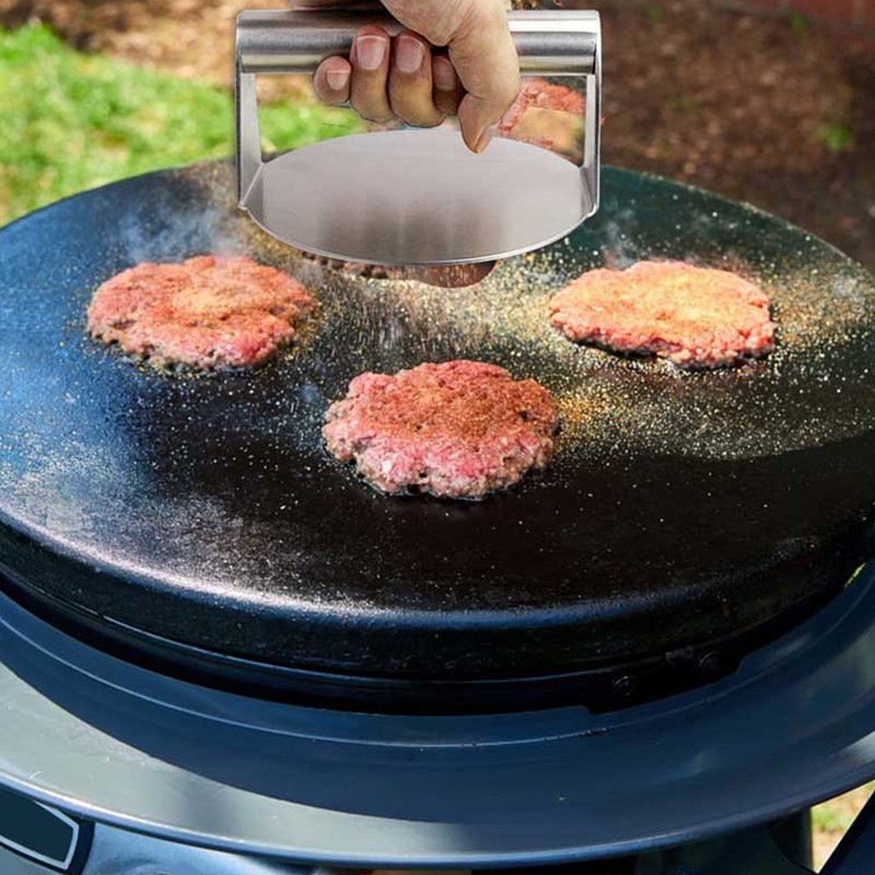 Hamburger Press 304 Stainless Steel Smooth Surface Wooden Handle Easy