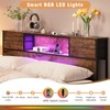 GiftGo King Size Headboard with 4 Fabric Storage Drawers Charging