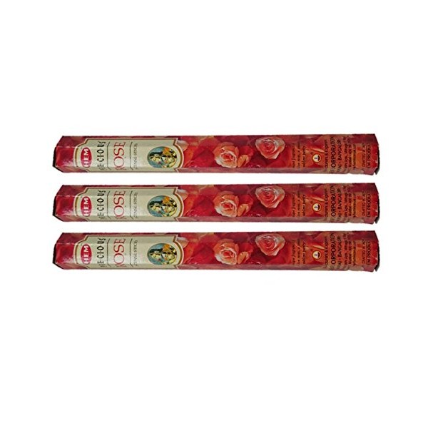 HEM: Incense stick, incense, hexagonal incense, set of 3 boxes (precious rose)