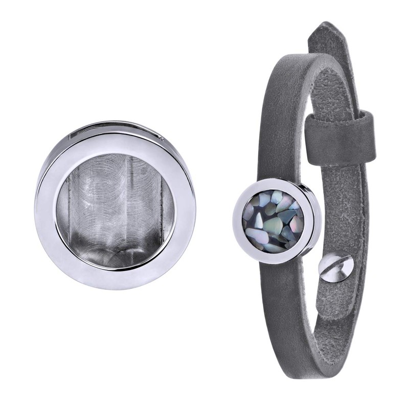 Quiges Slide In Metallic Grey Leather Bracelet 24cm for Slide