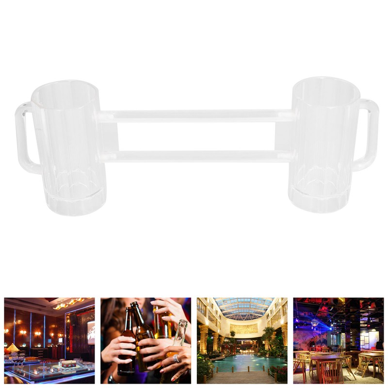Beer Mug Acrylic Double Conjoined Beer Glass with Handle for