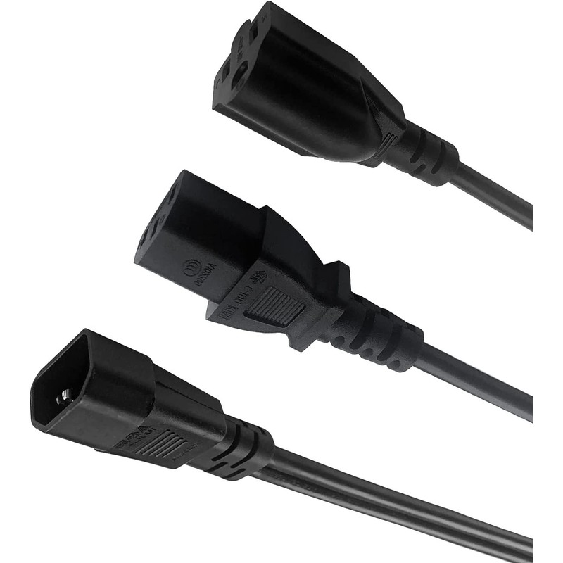 C14 to C13 NEMA 5-15R Y Splitter Power Cord IEC