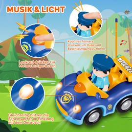 Pup Go Toddler RC Cartoon Police Car with Music and Lights, 2 Interchangeable Dolls, First Remote Controlled Car for Boys and Girls, 18 Months+, Perfect Birthday