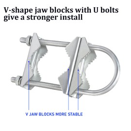 Double Antenna Mast Clamp V-Jaw Bracket U Bolts Pipe Mounting Hardware Heavy Duty Mast to Mast Mount Bracket Kit for Outdoor Antenna 4 Sets