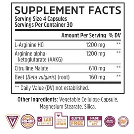 Zhou Nutrition Nitric Oxide With Arginine Citrulline Malate Aakg And Beet Root Muscle Support For Endurance 120 Count