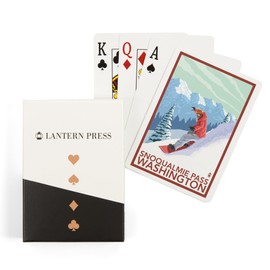 Lantern Press Snoqualmie Pass, Washington, Snowboarder Scene (52 Playing Cards, Poker Size Card Deck with Jokers)