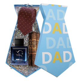 Kafucize Father's Day DAD Tie Shaped Gift Box, Decorative Storage Container for Father's Day (Blue TIE)
