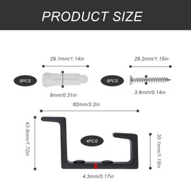 0XBIT Black Towel Hook, 2 Pieces Wall Mounted Hooks, Double Hook Design, Black Coat Hooks, Bathroom Towel Hook, Suitable for Living Room, Bathroom, Kitchen, Office