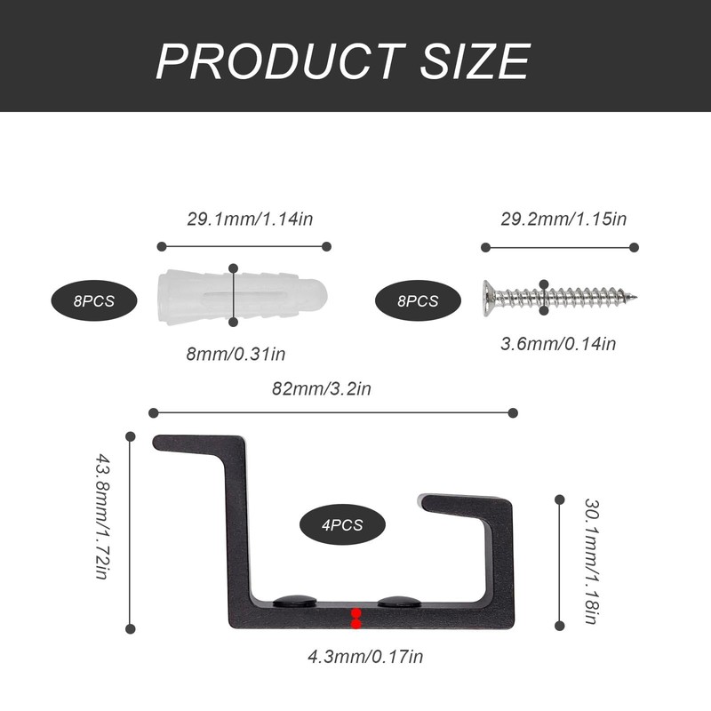 0XBIT Black Towel Hook, 2 Pieces Wall Mounted Hooks, Double