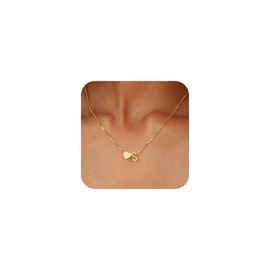 BAYLAY Gold Initial Necklaces for Women - 18K Gold Plated Heart Initial S Necklace Heart Necklace Tiny Initial Necklaces for Women Gold Jewelry Easter Basket Essential Stuffers Gifts