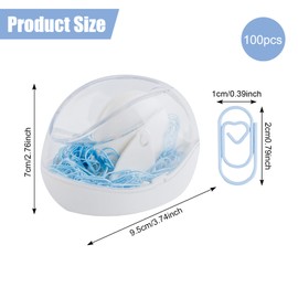 Magnetic Paper Clip Holder, White holder with blue PaperClips 100pcs 20mm, Non-slip Stability Design, Unique Magnetic Design for Neatness. Perfect Office Supplies Accessory
