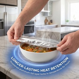 Cubiertas de aluminio reutilizables para alimentos, tapas elásticas aislantes térmicas que conservan calor y frío, ajuste universal para bowls, platos y recipientes (30 piezas) (160)