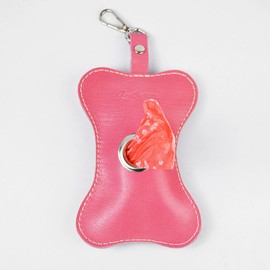 Leatherax Premium Leather Dog Poop Bag Dispenser - Waterproof, Portable, and Compact Poop Bag Holder for Dog Walking, Traveling, Hiking, and Training - Pet Waste Management Solution (Pink)