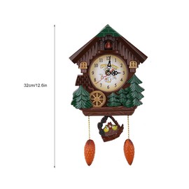 Fdit Cuckoo Clock Tree House Shape Wall Clock Exquisite Craft Art Vintage Decoration with Large Arabic Numerals for Home