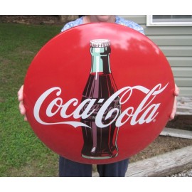 Coca-Cola 16" Coca Cola Metal Dome Button Coke Advertising Sign