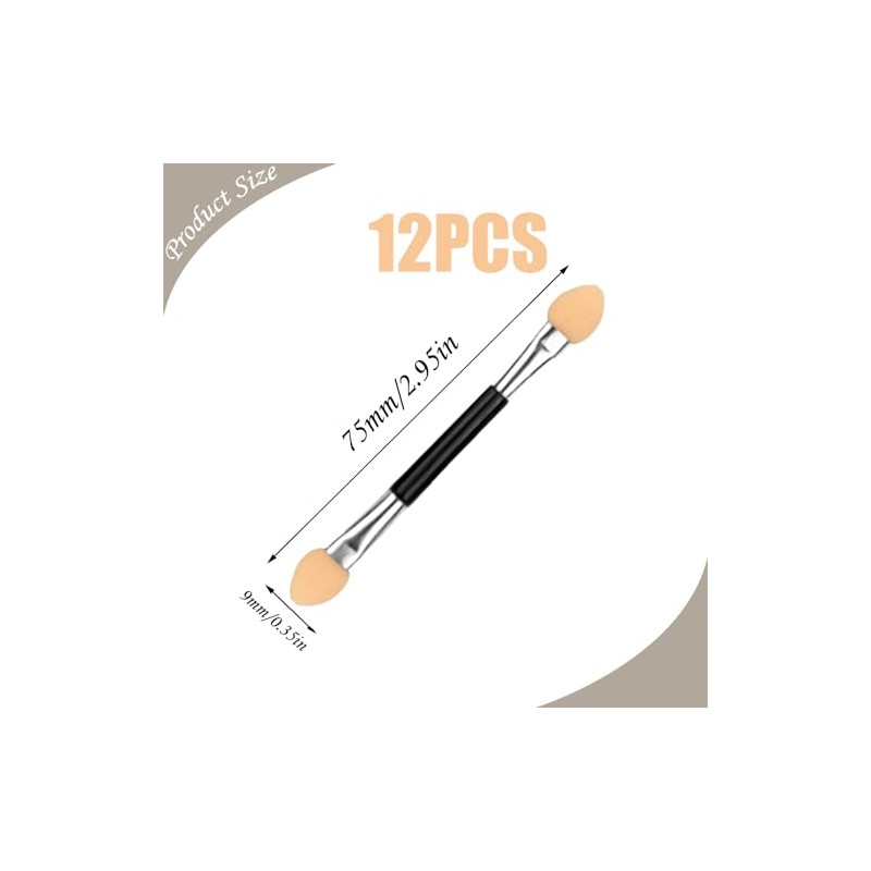 Eyeshadow Brush, 12 Pieces Pin Swan Neck, Sponge Eyeshadow Applicator,