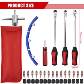 GOMETY 39 pieces tyre lever, tyre mounting iron, 30.5 cm mounting lever tool, tyre lever tool spoon, tyre spoons, lever tyre change set with 3 x wheel rim protectors for motorcycle, bicycle tyres