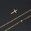 14K Gold Filled Cross Necklace for Men Figaro Chain Stainless