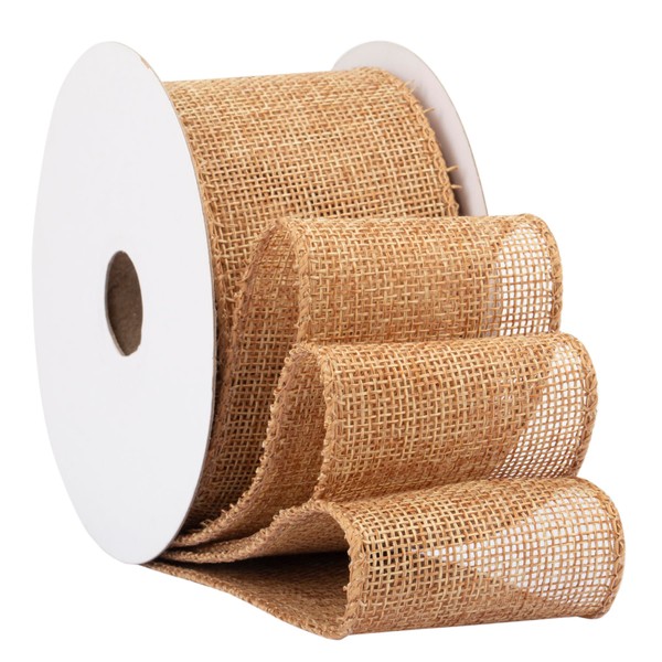 Fondersy 10-Yard Old Gold Burlap Ribbon Wired Burlap Ribbon -