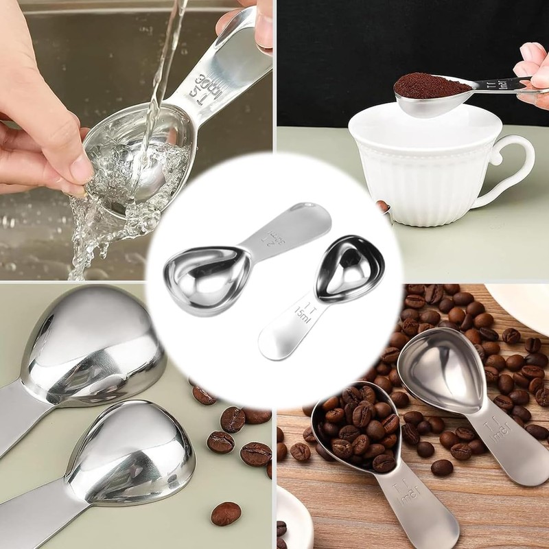 2Pcs Coffee Scoop,Silver Stainless Coffee Scoop,Measuring Spoon with Short Handle