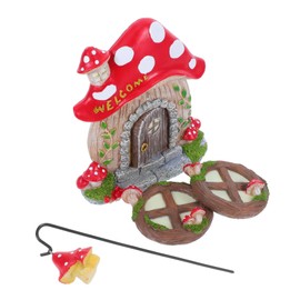 Totority 1 Set Glowing Resin Mushroom House Window Door Model for Garden Decoration The Dark Accessory for Trees and Landscape Easy to Install with Charming Design