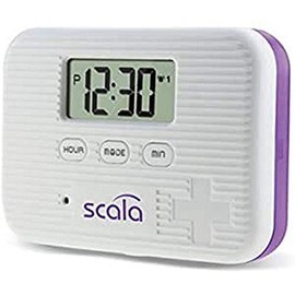scala Pill Box Timer 6 Compartments 5 Alarm Times White