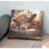 Highland Cow Floral Decorative Throw Pillow Cover, 45 x 45