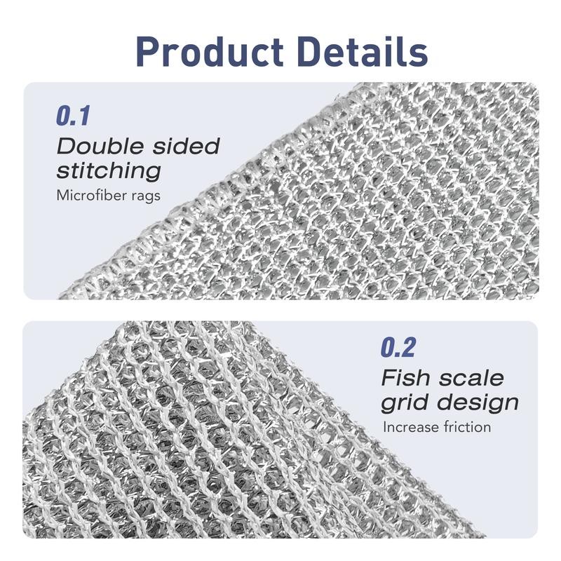 10 Counts Multipurpose Wire Dishwashing Rag, Double Layer Multipurpose Fiber