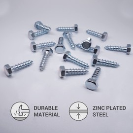 (Pack of 16) DIN 571 Zinc Plated Steel Hex Wood Screws M10 x 40mm, Hex Head Bolt, Impact Bolts, Hex Head, Carriage Bolts (16, M10 x 40mm)