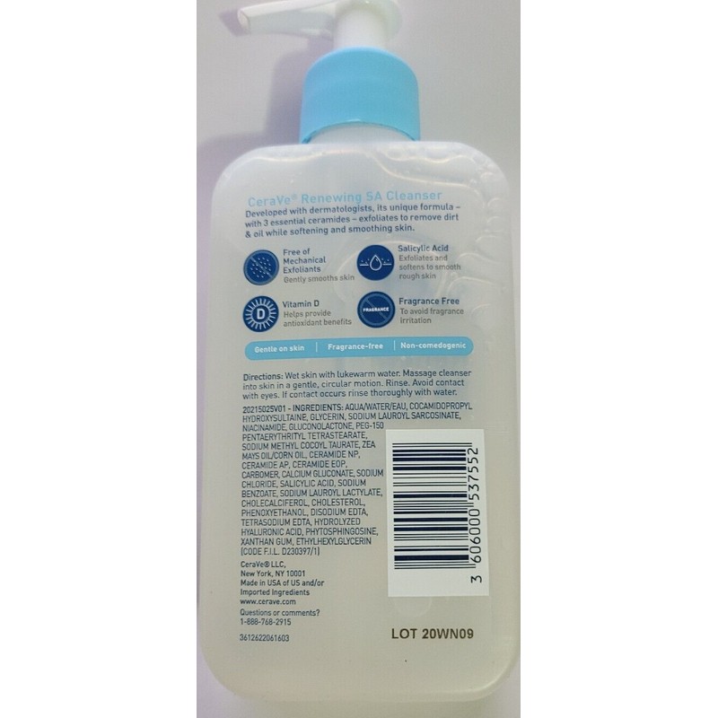Cerave Renewing Salicylic Acid Cleanser - 8oz